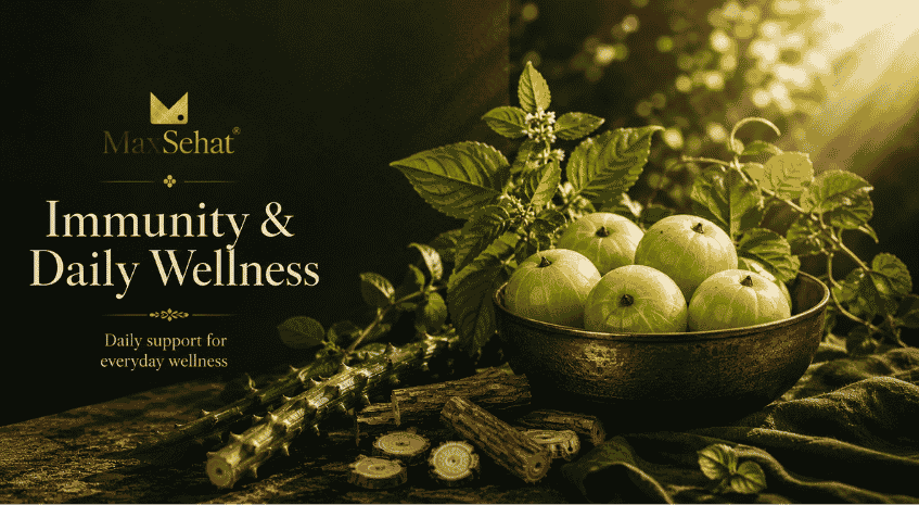 MaxSehat Daily Wellness and Immunity collection featuring traditional herbal wellness blends