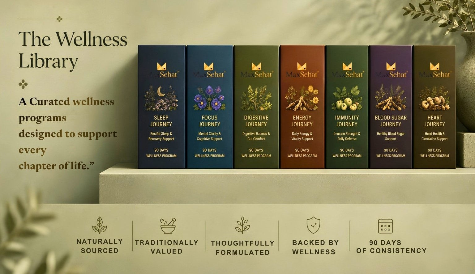 "MaxSehat Herbal Wellness 90-Day Programs for sleep, energy, digestion, focus and daily wellbeing"