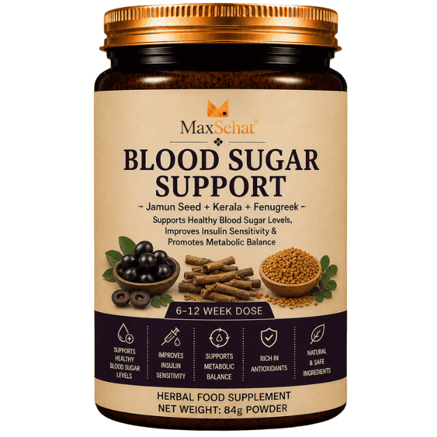 MaxSehat Blood Sugar Support herbal powder with Jamun Seed, Karela, Fenugreek and Cinnamon