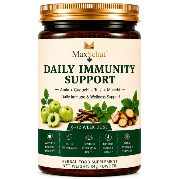 MaxSehat Daily Immunity Support herbal powder with Amla, Guduchi, Tulsi and Mulethi