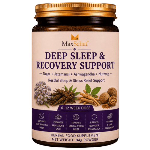 MaxSehat Deep Sleep and Recovery Support herbal powder with Tagar, Jatamansi, Ashwagandha and Nutmeg