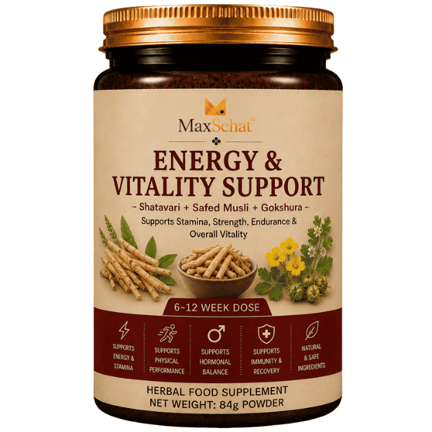 MaxSehat Energy and Vitality Support herbal powder with Safed Musli, Shatavari and Gokshura