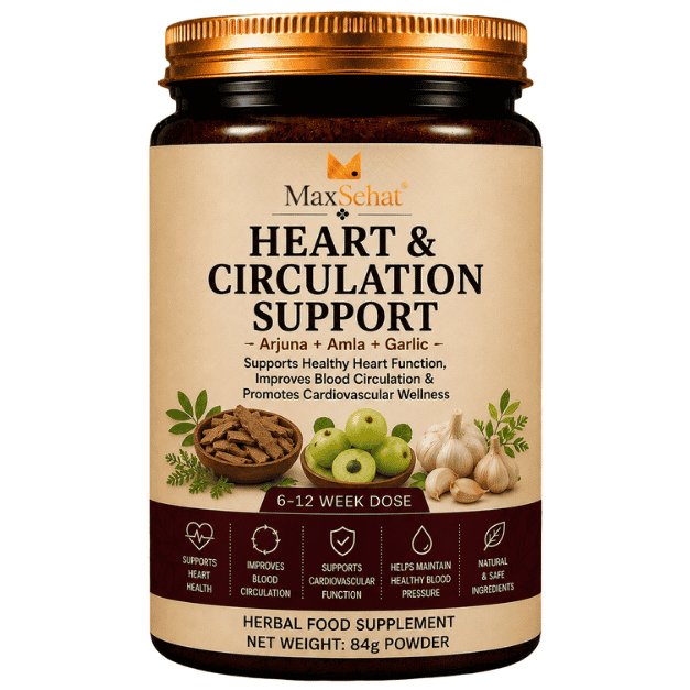 MaxSehat Heart and Circulation Support herbal powder with Arjuna, Amla and Garlic